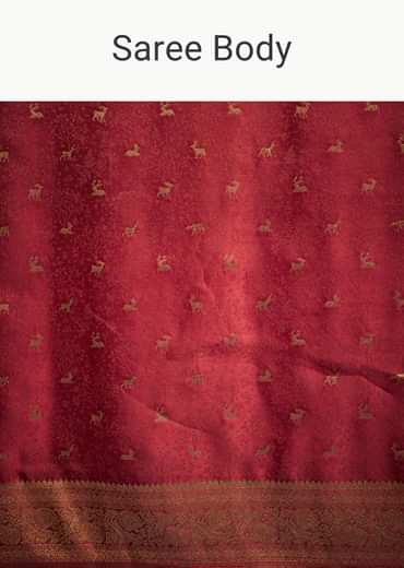 Dusky Orange Tissue Silk Saree With Zari Border And Butti Work