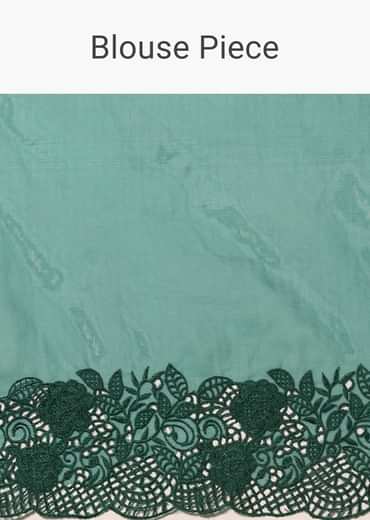 Teal Green Organza Saree With Unstitched Blouse
