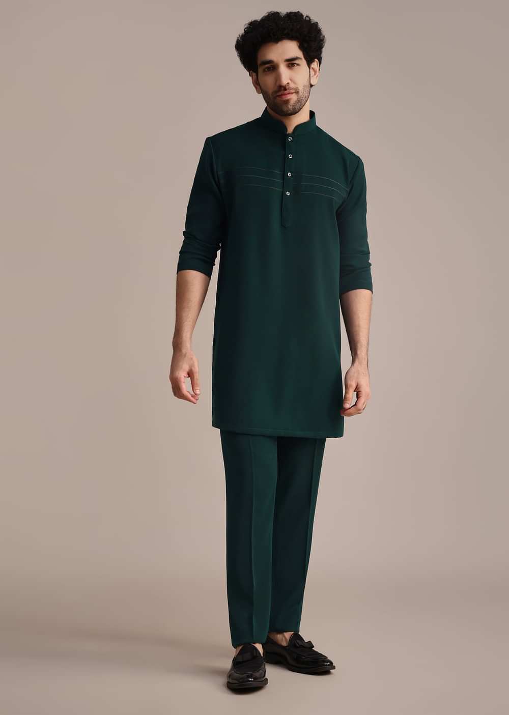 Teal Indowestern Set With Hand Work For Men