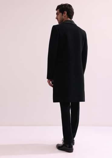 Aditya Roy Kapur In Our Black Double Layered Indo Western Jacket With Shirt And Pant