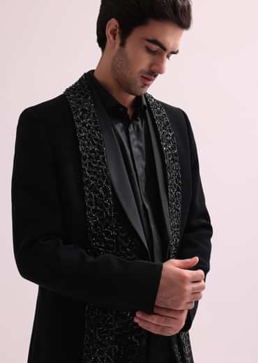 Aditya Roy Kapur In Our Black Double Layered Indo Western Jacket With Shirt And Pant