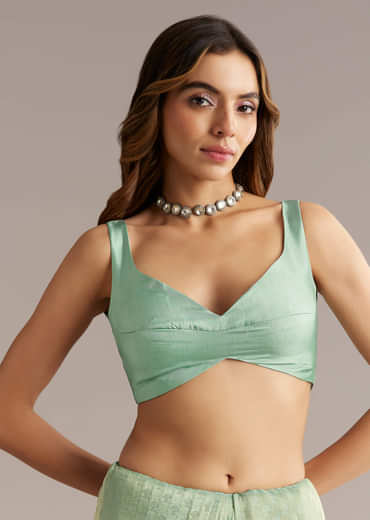 Aqua Blue Jacquard Saree With Mirror And Bead Embroidery