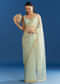 Aqua Blue Organza Tissue Embellishd Saree With Scallop Border