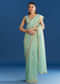 Aqua Blue Organza Tissue Saree With Cutdana And Beads Scallop Border