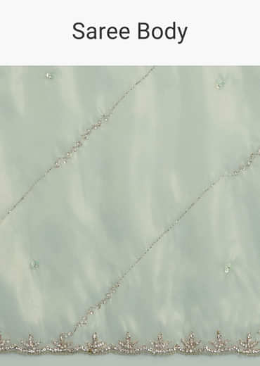 Aqua Blue Organza Tissue Saree With Embellished Border