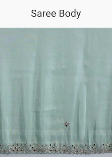 Aqua Blue Tissue Saree With Heavy Hand Embroidery