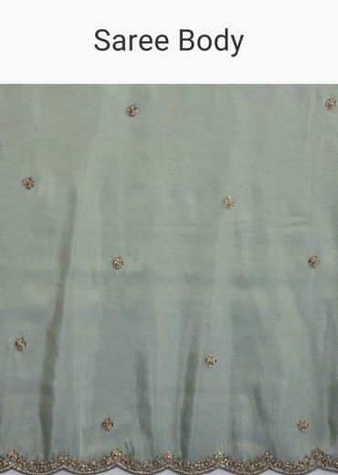 Aqua Blue Tissue Saree With Intricate Hand Embroidery