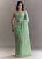 Aqua Green Organza Saree With Stones Beads And Sequins Embroidery And Scallop Border