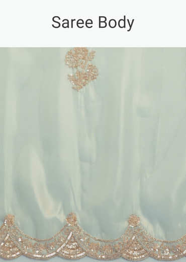 Aqua Organza Tissue Saree With Cutdana Border