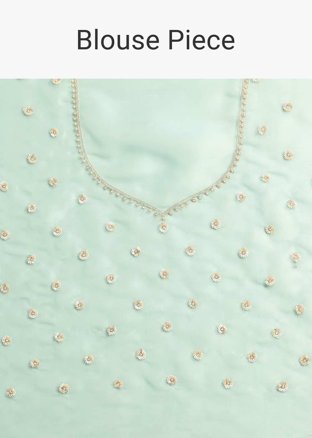 Aqua Blue Glass Tissue Embroidered Saree With Cutdana Work