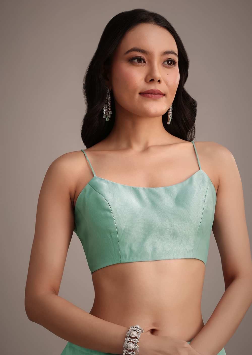 Aqua Blue Glass Tissue Embroidered Saree With Cutdana Work