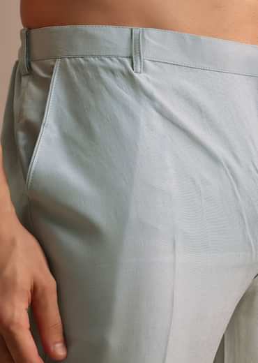 Aqua Blue Kurta Jacket Set With Dori Work And Stone Embroidery