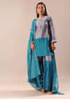 Aqua Green Embroidered Kurta Palazzo Set