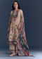 Baby Pink Crepe Kurta Set With Indie Print And Zari Work