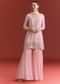 Baby Pink Georgette Kurta Sharara Suit With Organza Dupatta And Moti Work