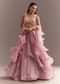 Baby Pink Organza Ruffled Lehenga Choli With Sequins