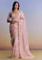 Baby Pink Organza Saree With Floral Cutwork Embroidery