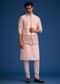Baby Pink Tussar Kurta Jacket Set With Mirror Embroidery