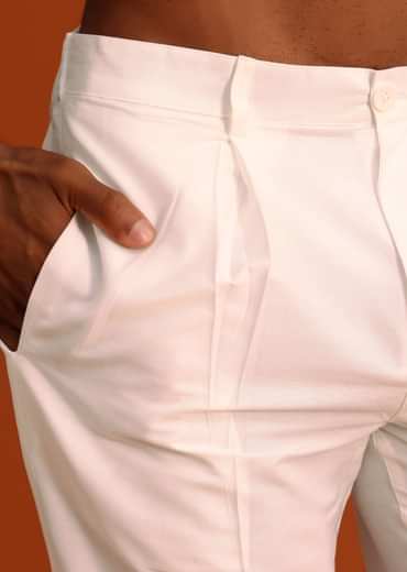 Baby Pink Hand Embroidered Kurta Set In Silk