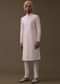 Baby Pink Sherwani Set In Silk With Moti And Sequins Work