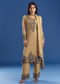Beige Asymmetrical Georgette Beaded Kurta Pant Set With Dupatta