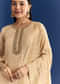 Beige Banarasi Georgette Kurta Set With Zardosi Neckline