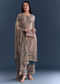 Beige Blue Ombre Crepe Kurta Set With Indie Print And Zari Work