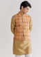 Beige Brocade Jacket Kurta Set