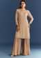 Beige Chinon Kurta Sharara Set With Cut Dana Sequins Work