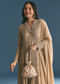Beige Chinon Zardosi Work Anarkali Suit With Embroidered Dupatta