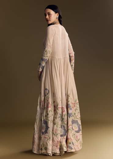 Beige Crop Top Set With Thread And Sequin Jacket