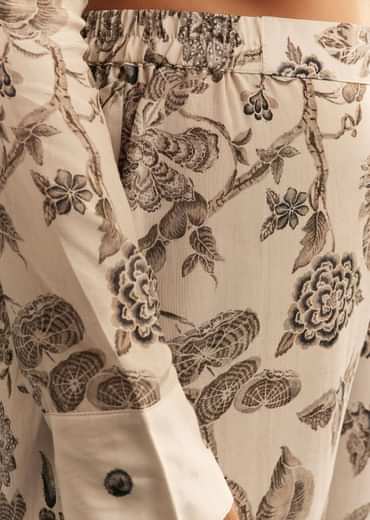 Beige Floral Printed Crepe Anarkali Set With Chinon Dupatta