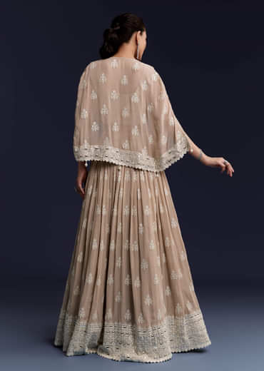 Beige Georgette Bridesmaid Lehenga With Thread And Sequins Work