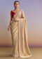 Beige Gold Jacquard Saree With Cutwork Floral Embroidery