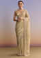 Beige Gold Tissue Embroidered Saree With Zardosi And Stone Work