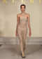Beige Ivory Net Tube Ankle Length Gown With Shimmer Accents