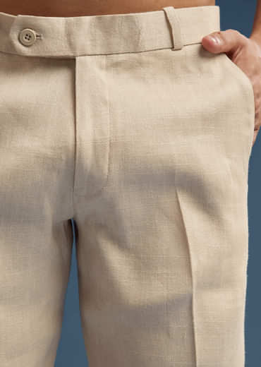 Beige Jacquard Jodhpuri Suit For Men With Pashmina Dupatta