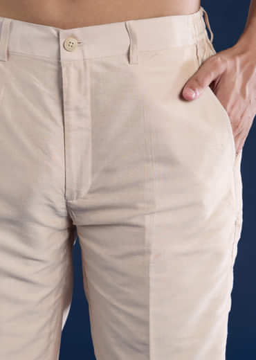 Beige Jacquard Silk Embroidered Jacket Kurta Set