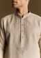 Beige Linen Kurta Set With Thread And Sequin Accents