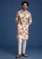 Beige Linen Printed Kurta Set With Leaf Motifs