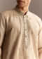 Beige Linen Threadwork Kurta Set