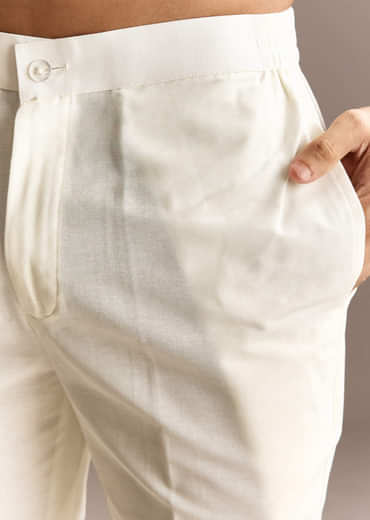 Beige Mirror Work Kurta Set