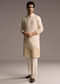 Beige Modal Printed Kurta Set For Men