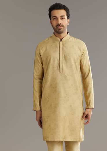 Beige Muslin Kurta Jacket Set With Stone Work