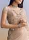 Beige Net Saree With Heavy Floral And Resham Thread Embroidery