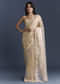 Beige Net Saree With Heavy Hand Embroidery