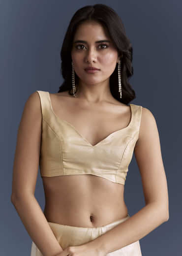 Beige Net Saree With Heavy Hand Embroidery