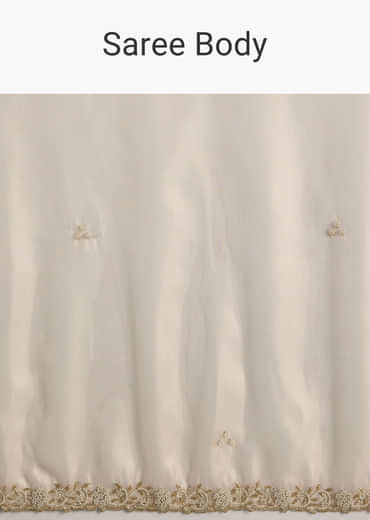 Beige Organza Tissue Saree With Cutdana And Beads Scallop Border