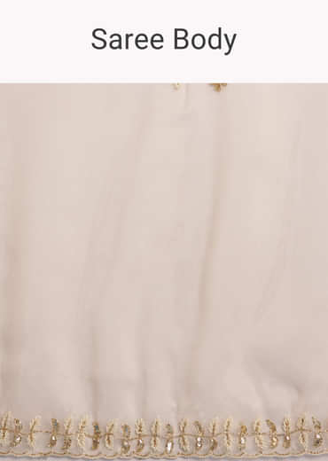 Beige Organza Tissue Saree With Cutdana Detailing