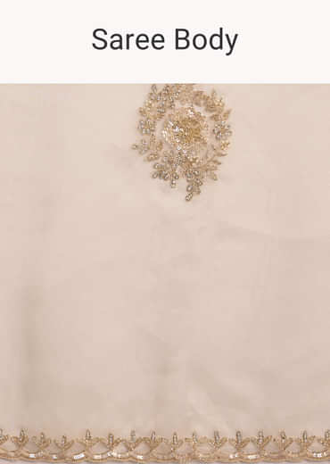 Beige Organza Tissue Saree With Delicate Embellished Edge